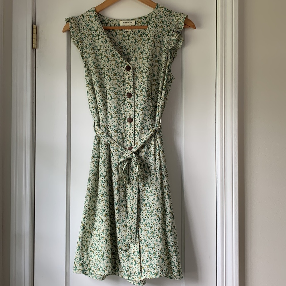 LIKE NEW | Monteau | Green Floral Summer Dress | Small